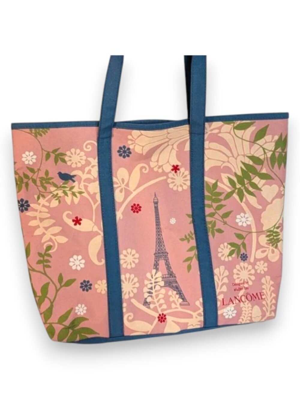 Lancome X Atelier Ize Paris In Spring Floral Canvas Tote Pink Blue EUC